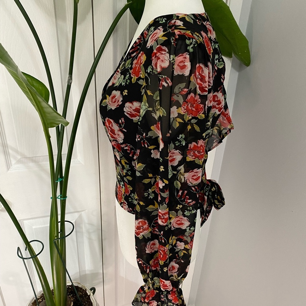 Red and Pink Floral Blouse